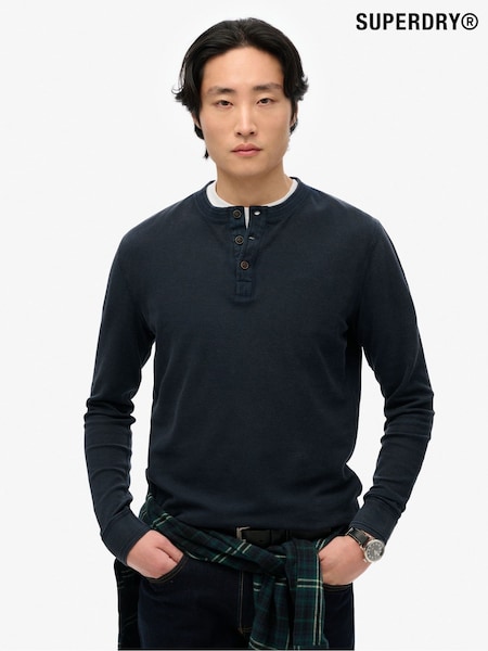 Superdry Blue Lightweight Textured Grandad Top (W65714) | €46