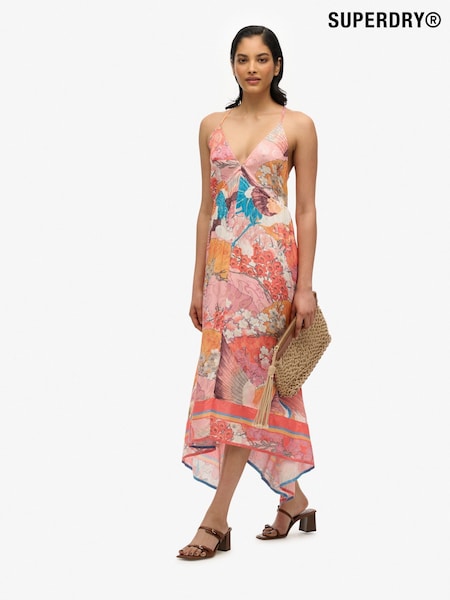Superdry Pink Printed Jacquard Hanky Hem Dress (W65726) | €109