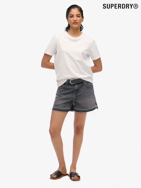 Superdry Black Mid Rise Cut Off Shorts (W65750) | €68