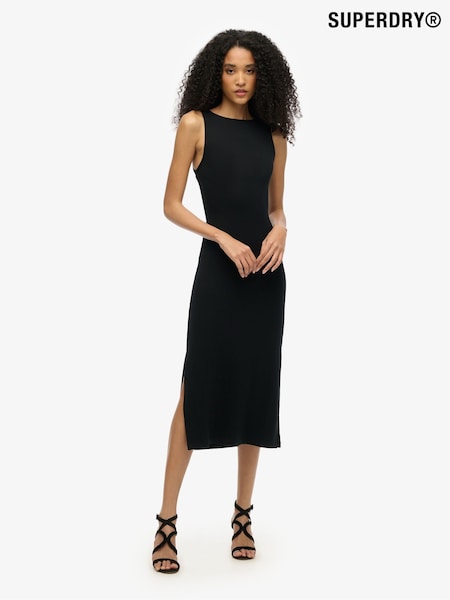 Superdry Black Jersey Twist Back Midi Dress (W65757) | €65
