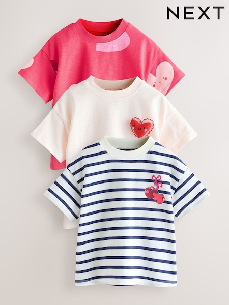 Red Hearts T-Shirts 3 Pack (3mths-7yrs) (W65780) | AED76 - AED97