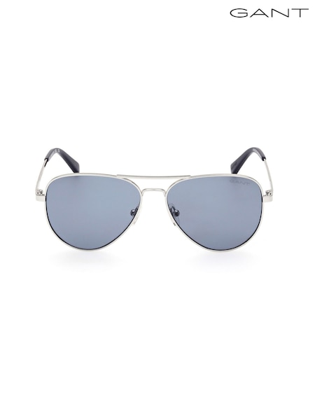 GANT Cream Metal Aviator Sunglasses In Ruthenium (W65828) | €154