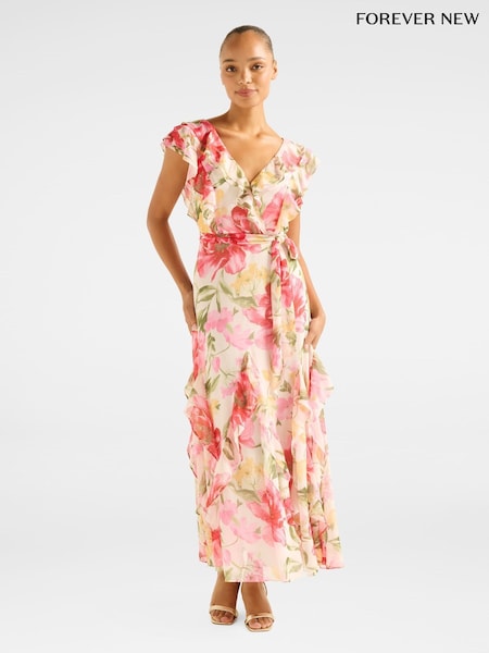Forever New Pink Naya Ruffle Midi Dress (W65940) | €142