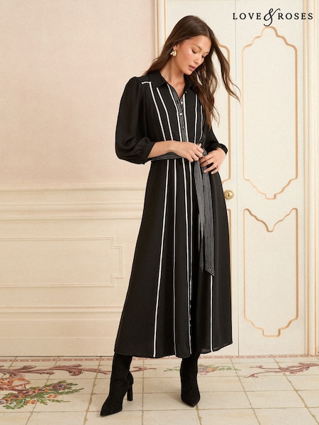 Love & Roses Contrast Midi Shirt Dress (W65991) | 101 €
