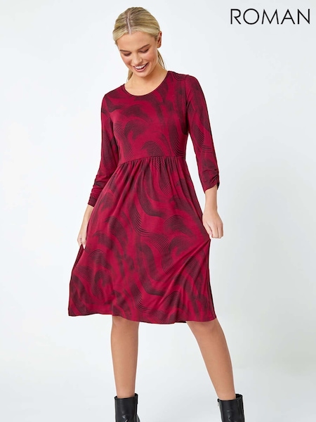 Roman Red Petite Swirl Print Pocket Stretch Dress (W66006) | €45