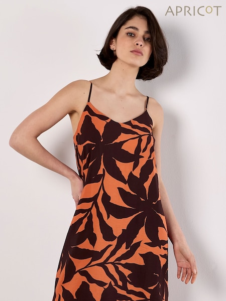 Apricot Orange Silhouette Tropical Dress (W66048) | €51
