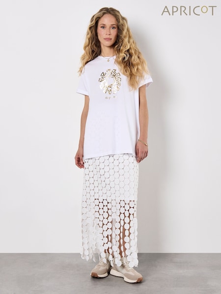 Apricot Cream Guipure Circle Lace Maxi Skirt (W66049) | €59