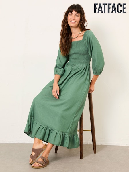 FatFace Adele Green Midi Dress (W66074) | $172
