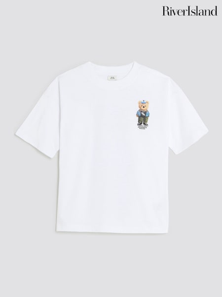 River Island White Boys New Division Bear T-Shirt (W66125) | €17.50