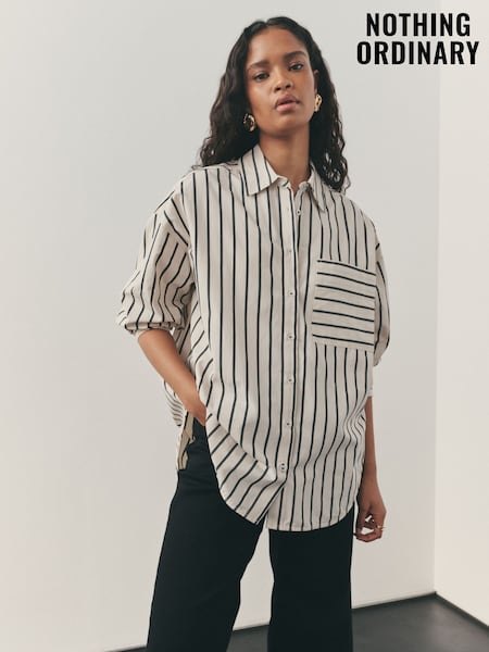 Nothing Ordinary Monochrome Heavyweight Cotton Relaxed Shirt (W66134) | €115.50