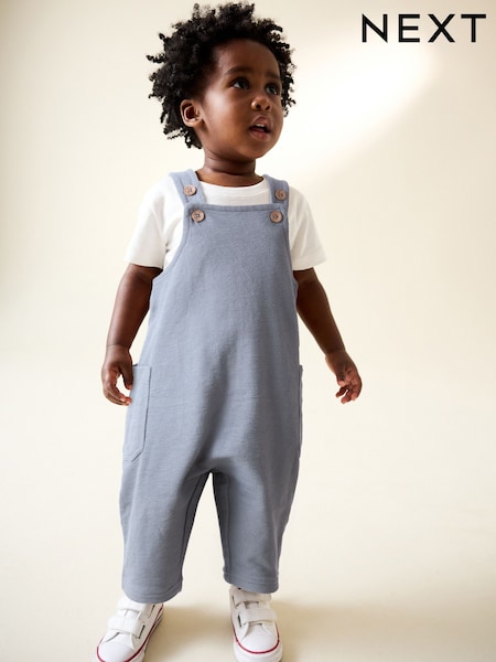 أزرق - Dungarees and T-Shirt Set (3mths-7yrs) (W66168) | ‏83 ر.ق. - ‏104 ر.ق.