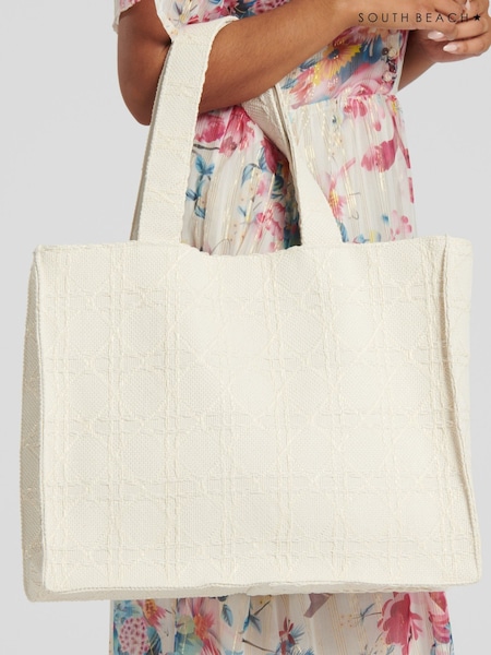 South Beach Woven Pattern Shoulder Tote Bag (W66171) | ‏126‏₪