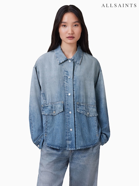 AllSaints Blue Oversized Hettie Denim Shacket (W66195) | 9,553 UAH