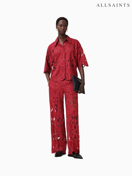 AllSaints Red Straight Fit Charli Embroidered Trousers (W66213) | 10,154 UAH