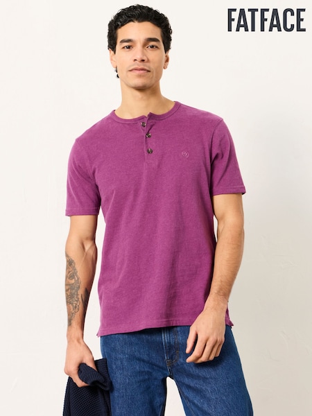 FatFace Henley Plum Purple Woodside Slub Tshirt (W66245) | AED146