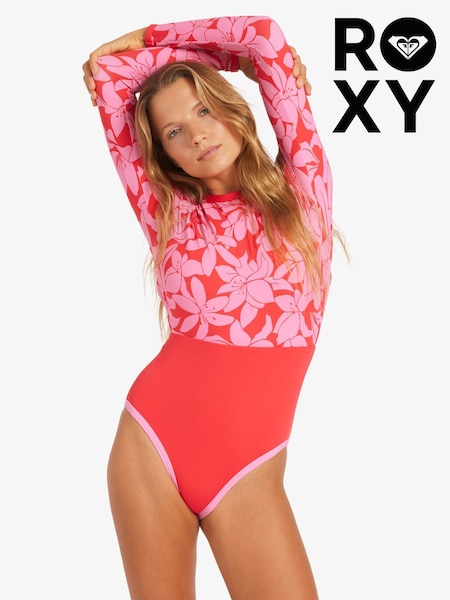 Roxy Red Floral Print Khloe Long Sleeve Swimsuit (W66287) | R$ 690