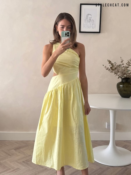 Style Cheat Yellow Jasmine One Shoulder Cutout Dress (W66317) | R$ 610