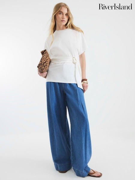 River Island White Belted T-Shirt (W66321) | €43