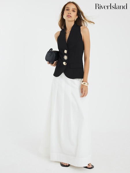 River Island Black Button Detail Waistcoat (W66336) | €59