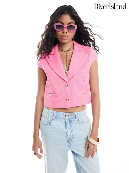 River Island Pink Boucle Jacket (W66346) | R$ 355