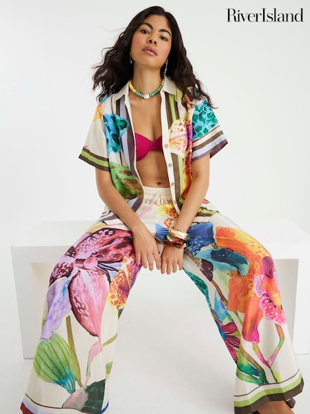 River Island Tropical Print Trousers (W66362) | R$ 385