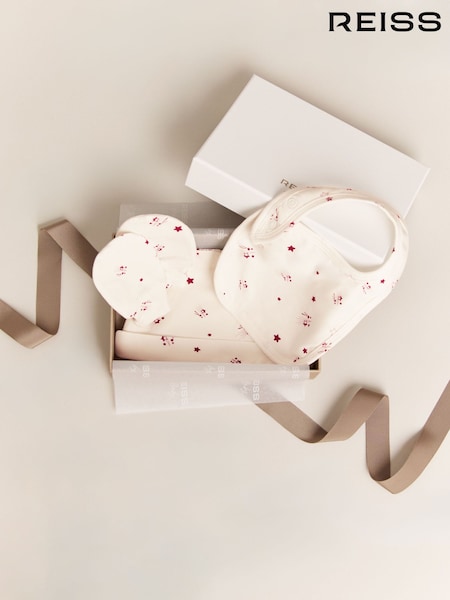 Reiss Ivory Print Olyv Hat, Bib And Mittens Set (W66427) | €46