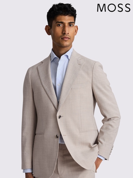Бежевый - Стандартный крой - Moss Tailored Fit Oatmeal Seersucker Jacket (W66531) | €224