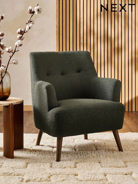 Casual Boucle Olive Green Carter Accent Chair (W66560) | €365