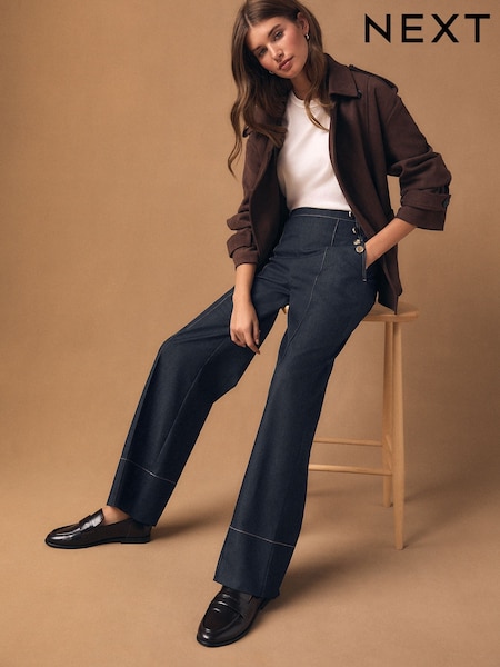 دنيم - Wide Leg Trousers With Gold Button Detailing (W66573) | ‏231 ر.ق.