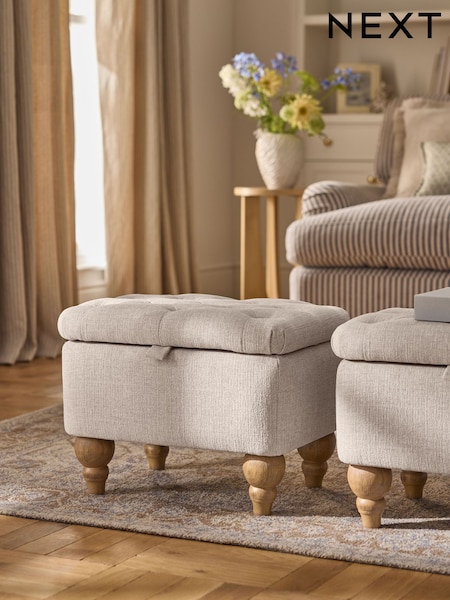 Tweedy Plain Light Natural Albury Footstool (W66645) | €153.50