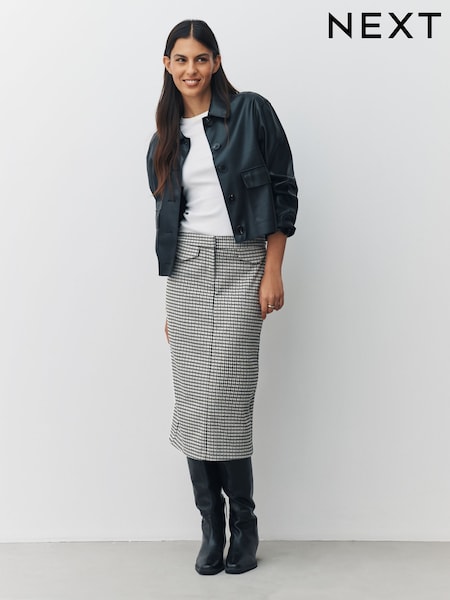 محايد مربعات - Ponte Pencil Skirt (W66663) | ‏132 ر.ق.