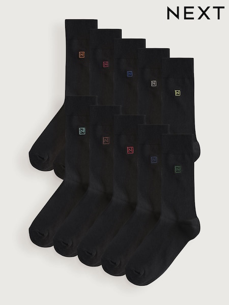 Black Orange/Green/Red Logo 10 Pack Embroidered Lasting Fresh Socks (W66707) | €29