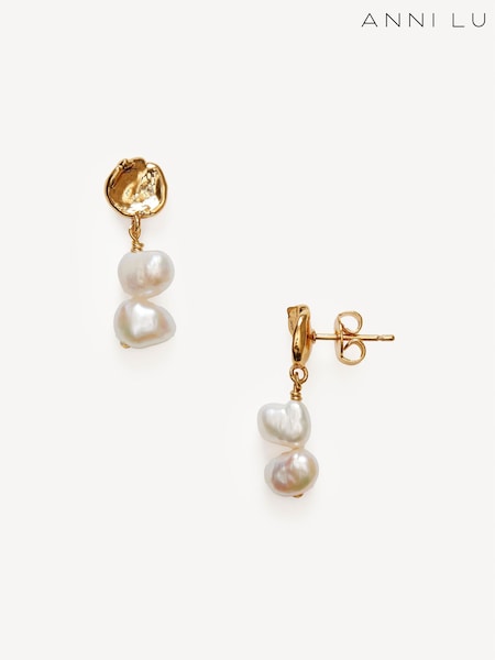 Anni Lu Gold Plated Pearly Drop Earrings (W66718) | €95