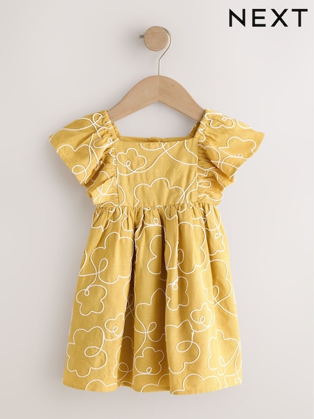 Oker Gul brodert - Angel Sleeve Dress (3mths-8yrs) (W66725) | kr334 - kr434
