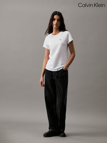 Branco - Calvin Klein Slim Cotton T-Shirt (W66746) | R$ 295