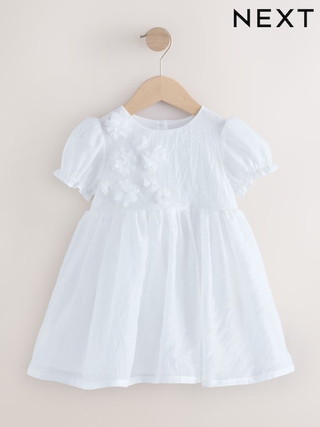 White Flower Corsage Dress (3mths-8yrs) (W66751) | 114 QAR - 145 QAR