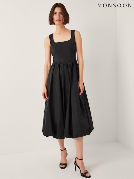 Monsoon Black Prim Sleeveless Bubble Hem Midi Dress (W66908) | R$ 1.085