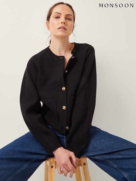 Monsoon Black Bria Crew Neck Cardigan (W66915) | R$ 740