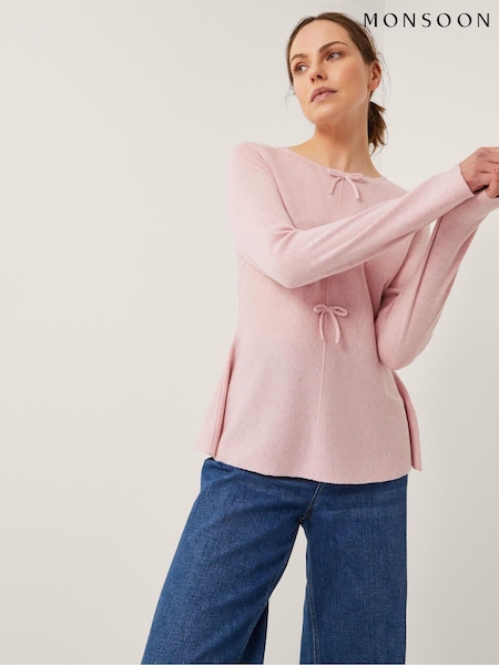 Monsoon Pink Paula Peplum Bow Jumper (W66916) | R$ 680