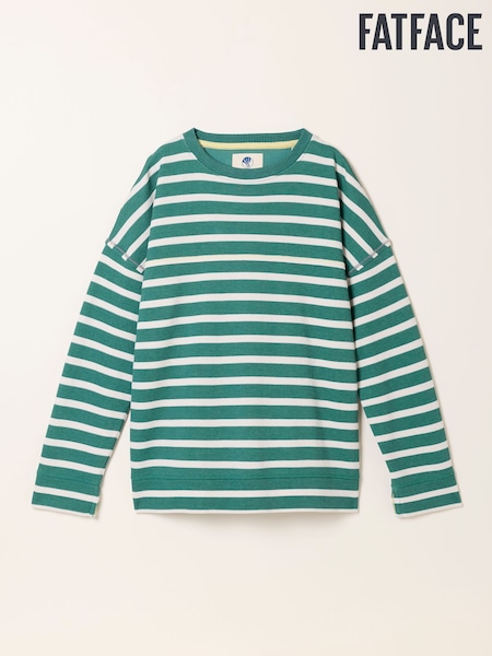 FatFace Airlie Jade Green Breton Stripe Crew Sweat (W66939) | AED262