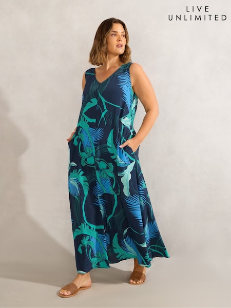 Live Unlimited Abstract Leaf Print V-Neck Maxi Swing Dress (W66988) | 139 €
