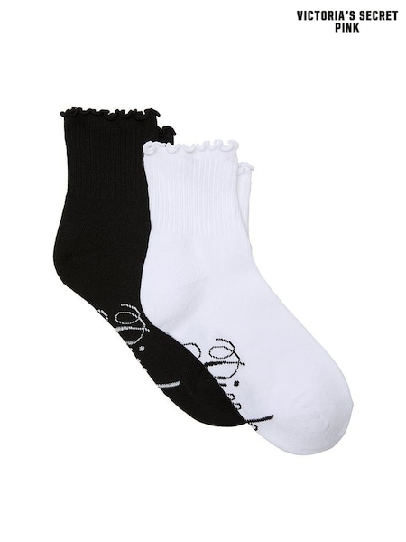 Victoria's Secret PINK Black/White Ruffle Quarter Socks 2 Pack (W67081) | €22.50