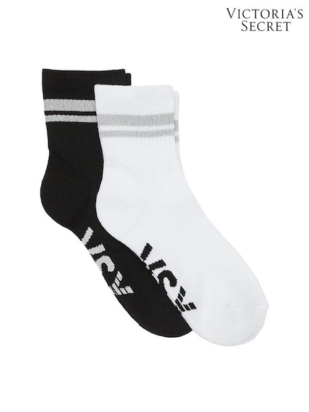 Victoria's Secret Black & Reflective White 2 Pack Quarter Socks (W67095) | €13