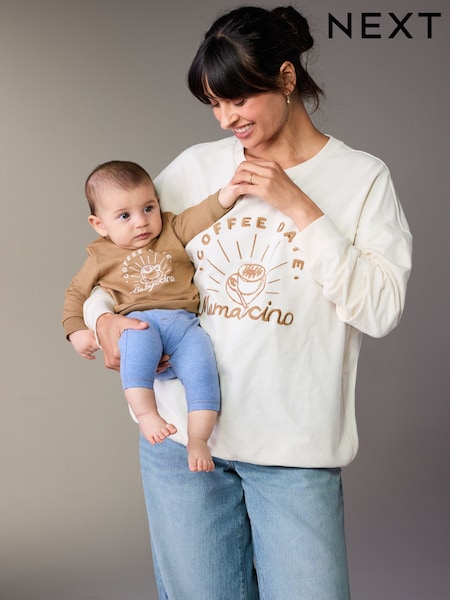 كريم - Maternity Mini Me Sweatshirt Set (W67237) | ‏179 ر.ق.