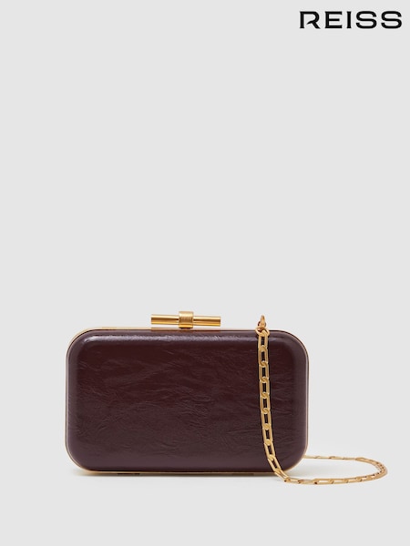 Reiss Burgundy Junie Patent Clutch (W67277) | €155