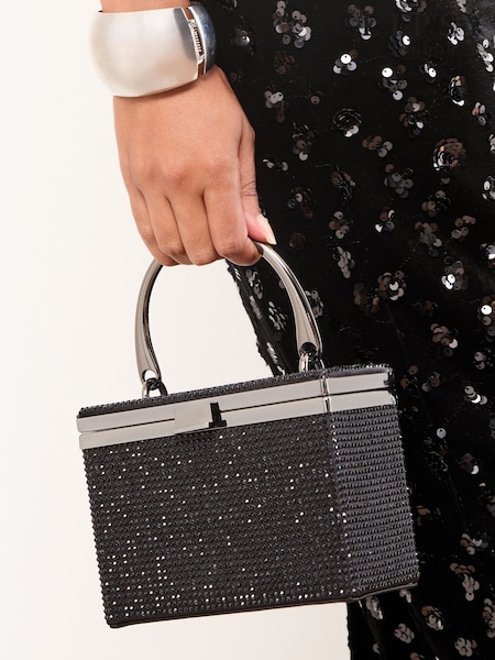 Lipsy Black Diamante Top Handle Box Bag (W67319) | €56