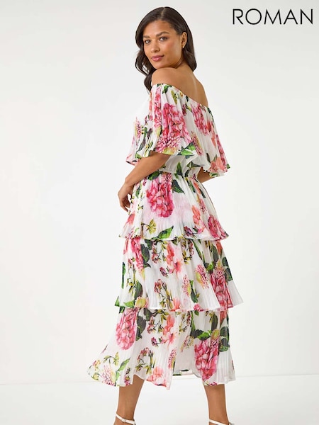 Roman Bardot Floral Print Tiered Dress (W67379) | 130 €