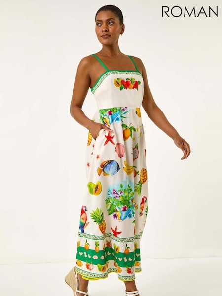 Roman Fruit Print Strap Detail Midi Dress (W67399) | €73