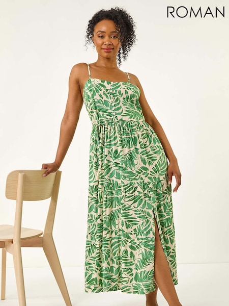 Roman Petite Leaf Strappy Maxi Dress (W67448) | R$ 605