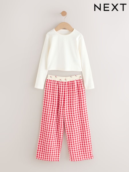 Red/Ecru Gingham - Wide Leg Pyjamas (3-16yrs) (W67456) | 28 € - 37 €